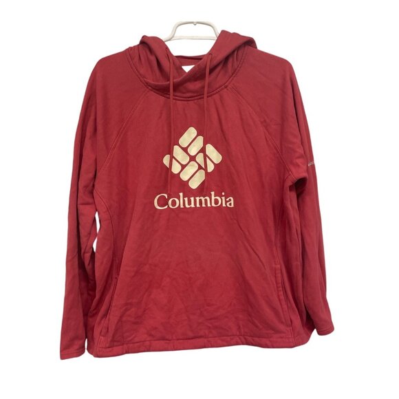 Columbia Womens Coral Red Spell out Hoodie Sweatshirt XL - Picture 1 of 4
